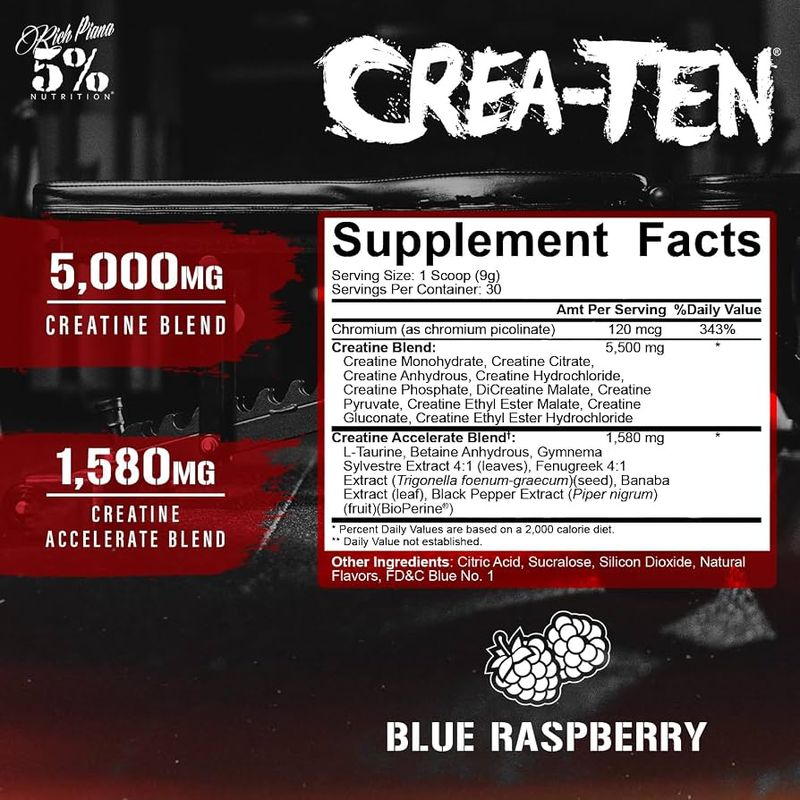 5% CREA-TEN 270g  Blue Raspberry - 30 Serveringer